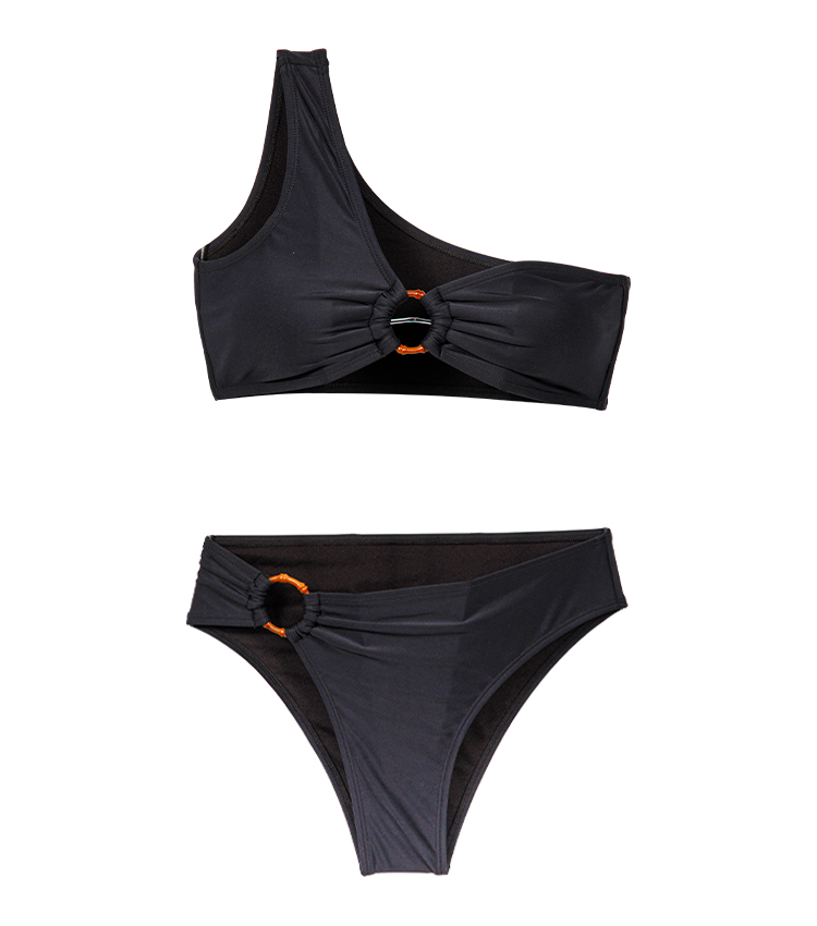 Bikini aon-ghualainn dath soladach le gabhálais bhabhta
