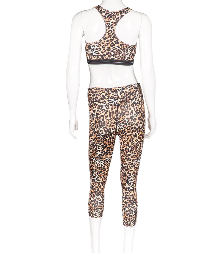 Mná Liopard cló waist ard 2 phíosa sraith aclaíochta workout pants yoga luiteoga caitheamh spóirt giomnáisiam